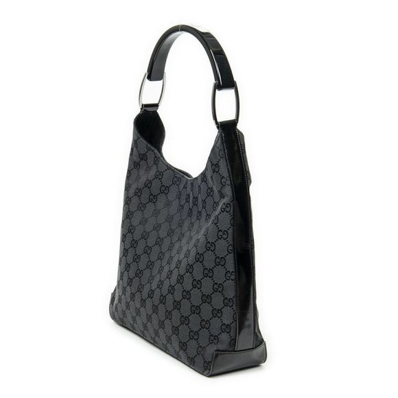 Gucci Lucite Handle Hobo Black GG Canvas A - Picture 2 of 10